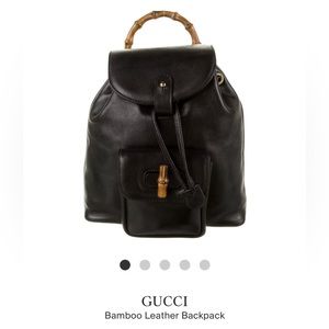 Gucci black bamboo leather backpack